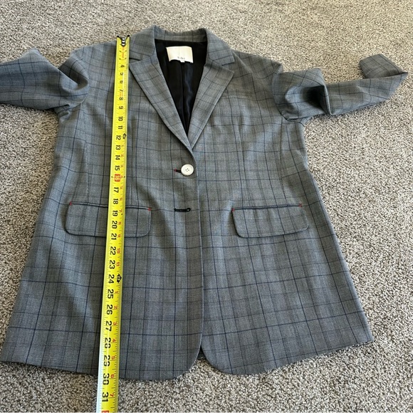 Tibi Oversized Jasper Checked Woven Blazer Size 4 Grey Multi Colour - Picture 12 of 15